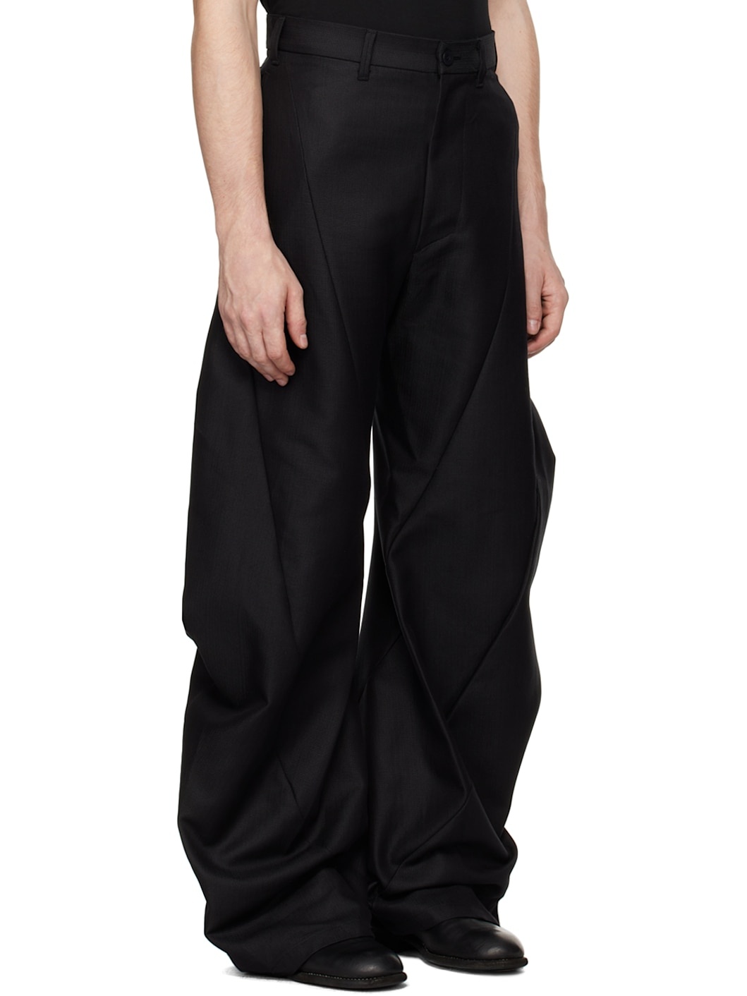 Black Edge Curved Trousers - 2