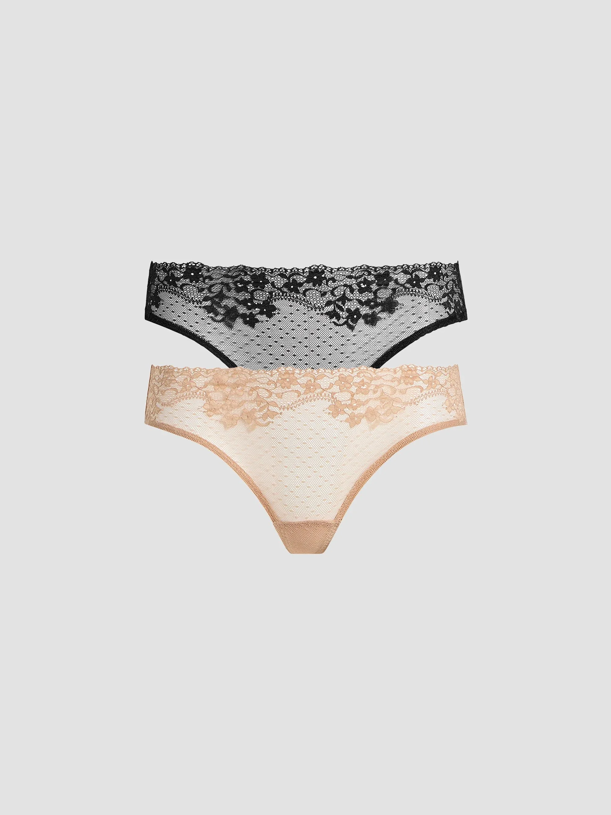 Women's 2-Pack Lace-Trim Thong Set - Multi - 1