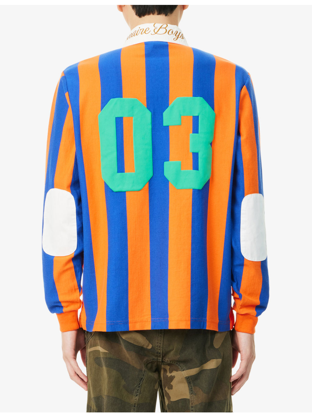 Heavy Striped Embroidered-Collar Cotton Rugby Polo Shirt - 4