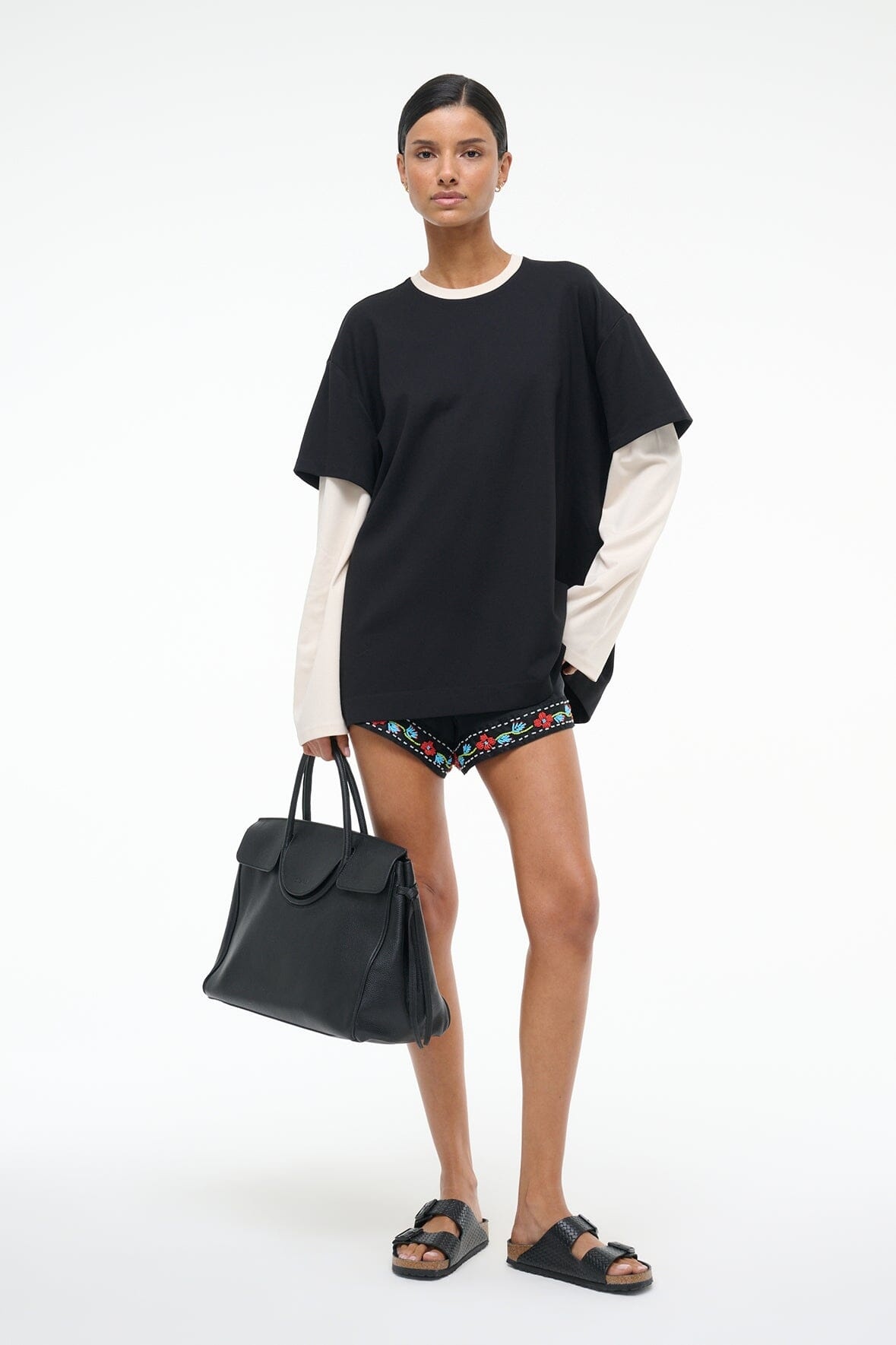 STAUD WILLIAM TEE BLACK/ECRU - 4