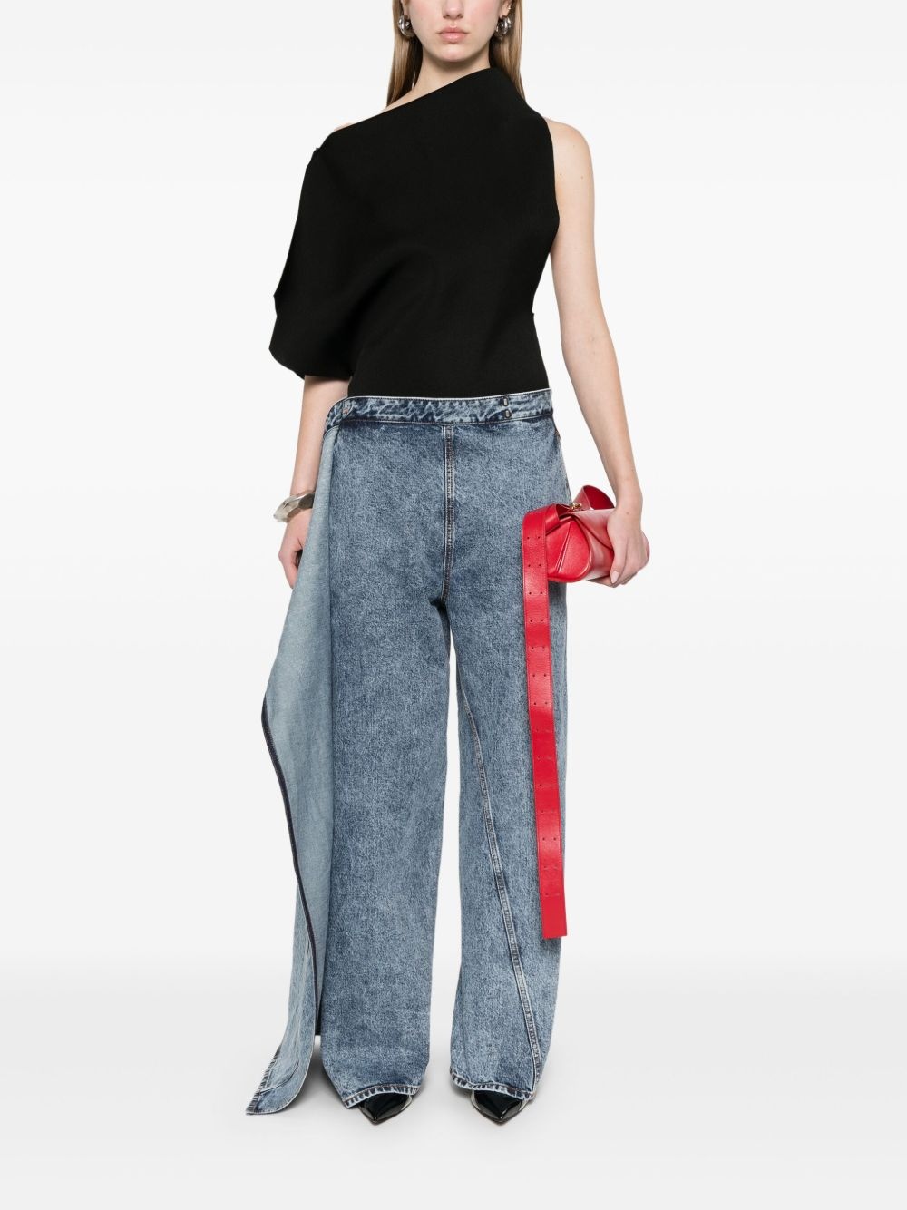 wrap wide-leg jeans - 2