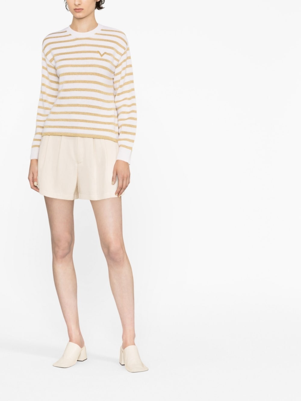 striped logo-plaque jumper - 2
