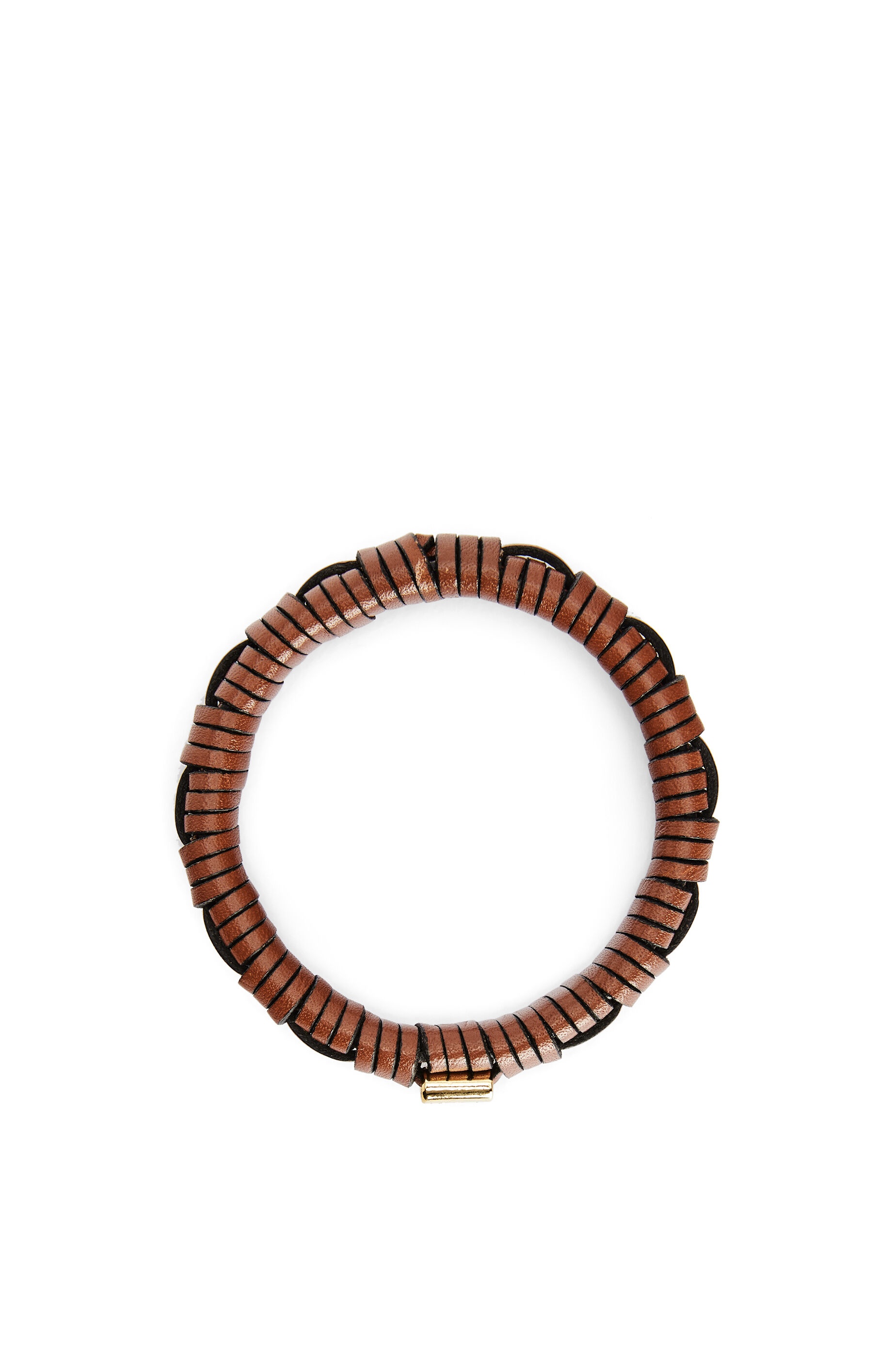 Woven bangle in brass and classic calfskin - 2