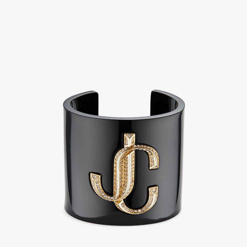 JC Cuff
Black Acrylic Cuff Bracelet with Crystal JC Emblem 1