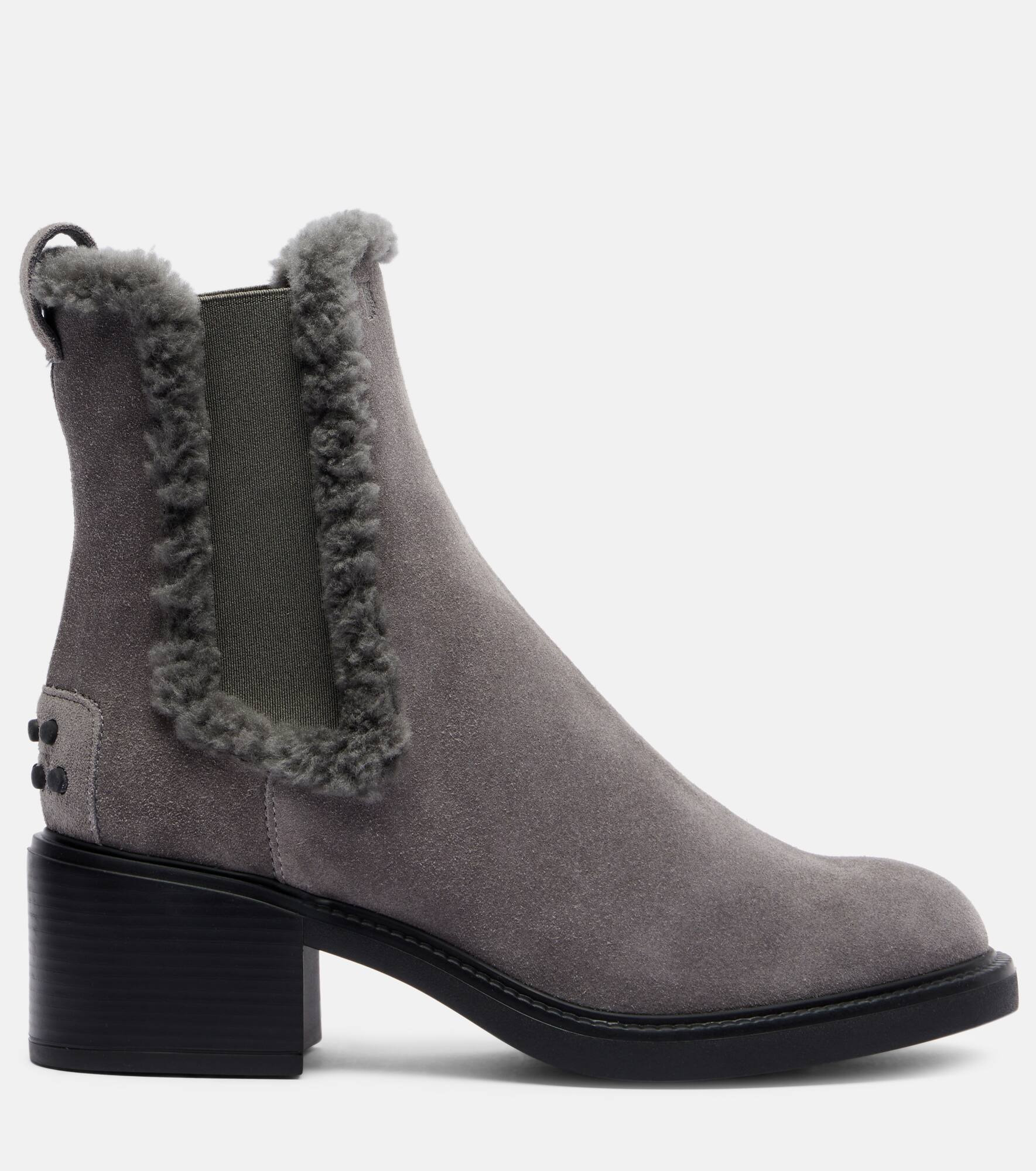 60 shearling-trimmed suede ankle boots - 4