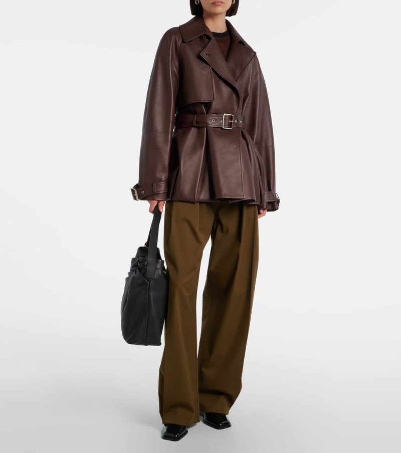 Loewe Belted pleated high-rise cotton and silk wide-leg pants outlook