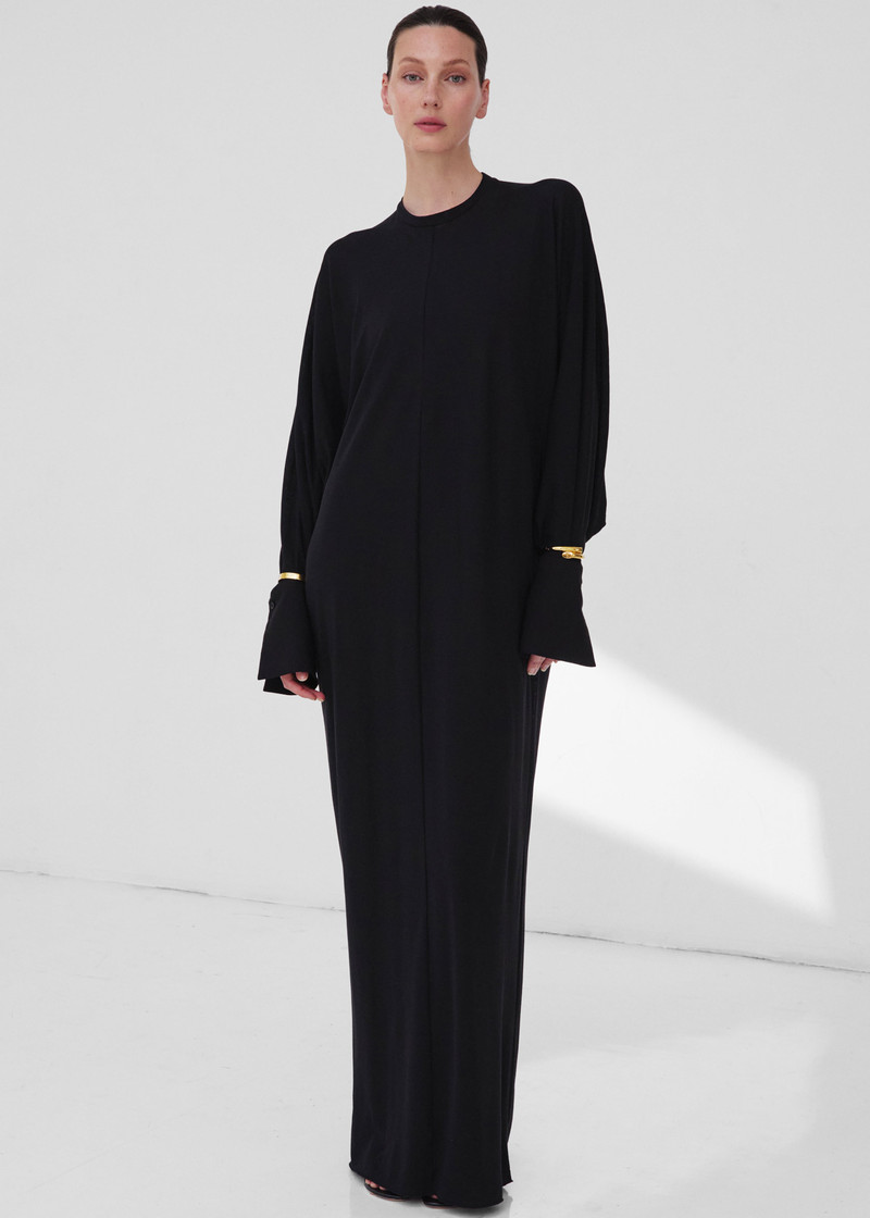 Darkpark Frida Light Jersey Cuff Long Sleeve Dress - Black 7