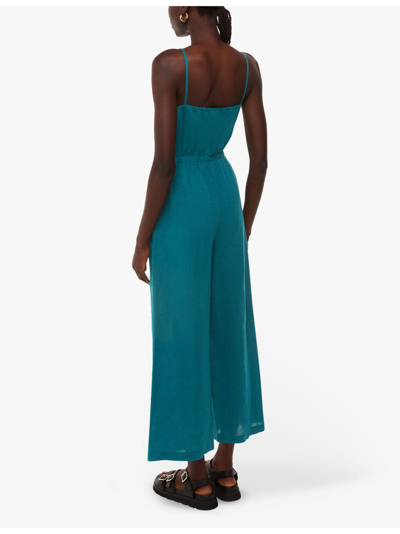 Wrap-front sleeveless linen and cotton-blend jumpsuit 3