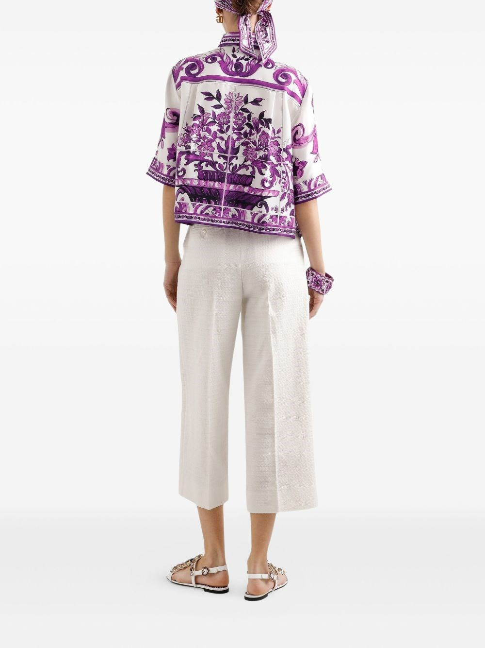 Silk shirt with maiolica print - 2
