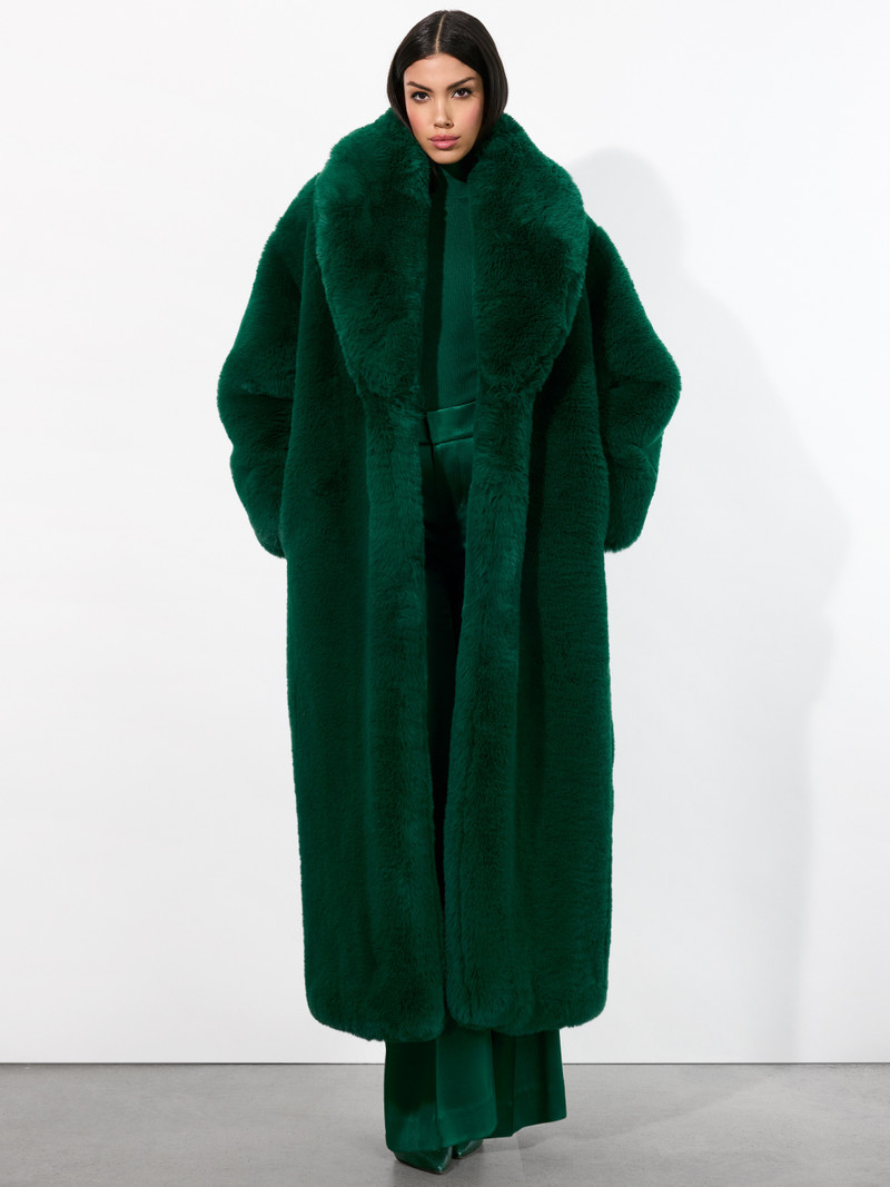 Alice + Olivia YETTA DROP SHOULDER FAUX FUR MAXI COAT outlook