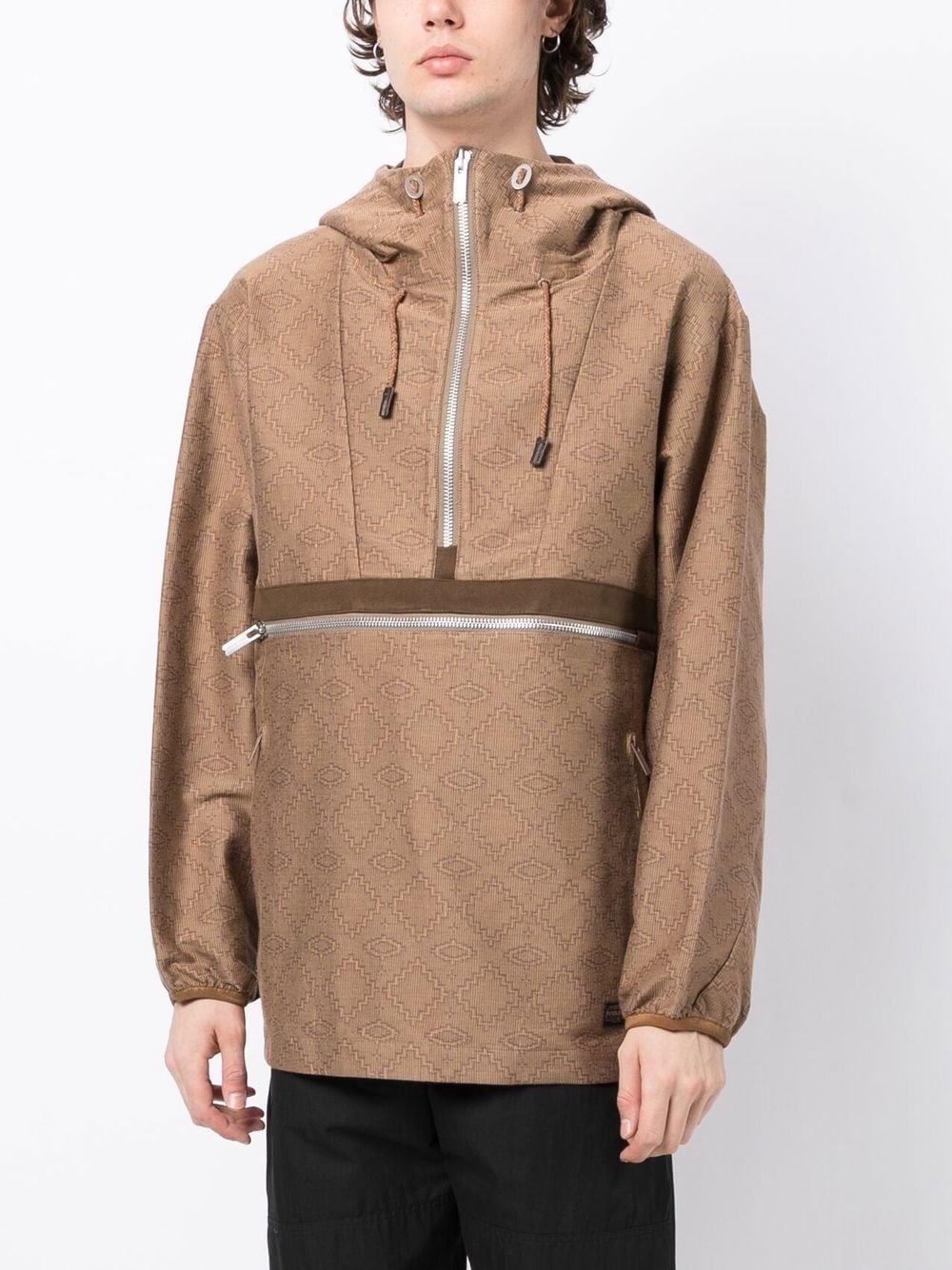 geometric pattern half-zipped jacket - 3