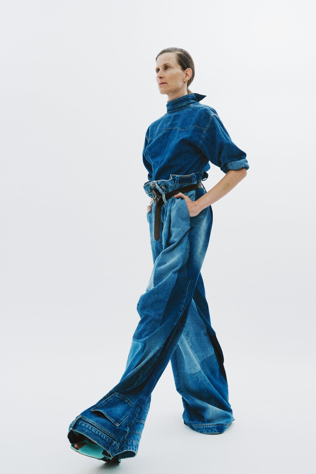 BACK TO FRONT DENIM SHIRT MID BLUE - 13