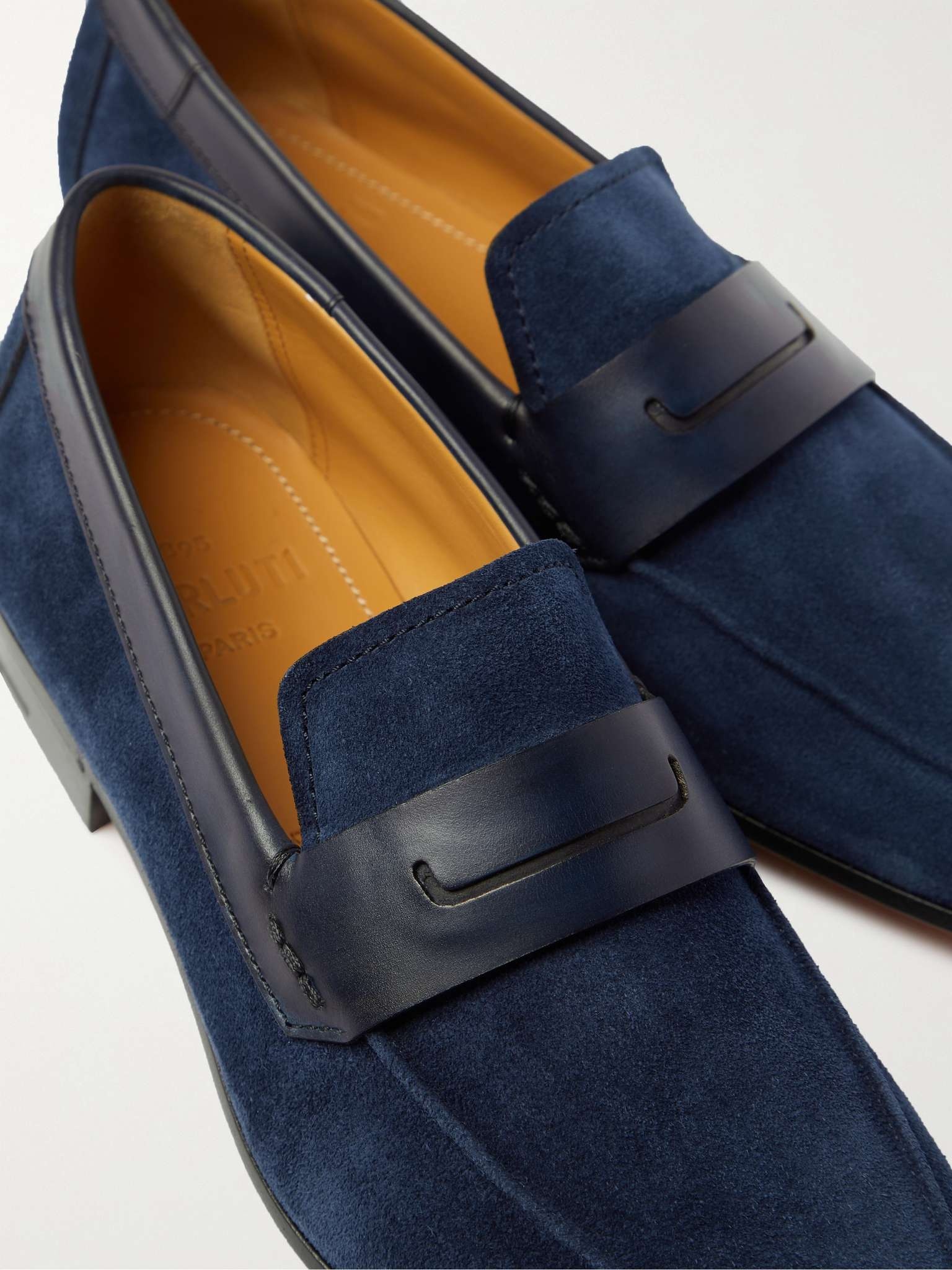 Lorenzo Leather-Trimmed Suede Loafers - 6