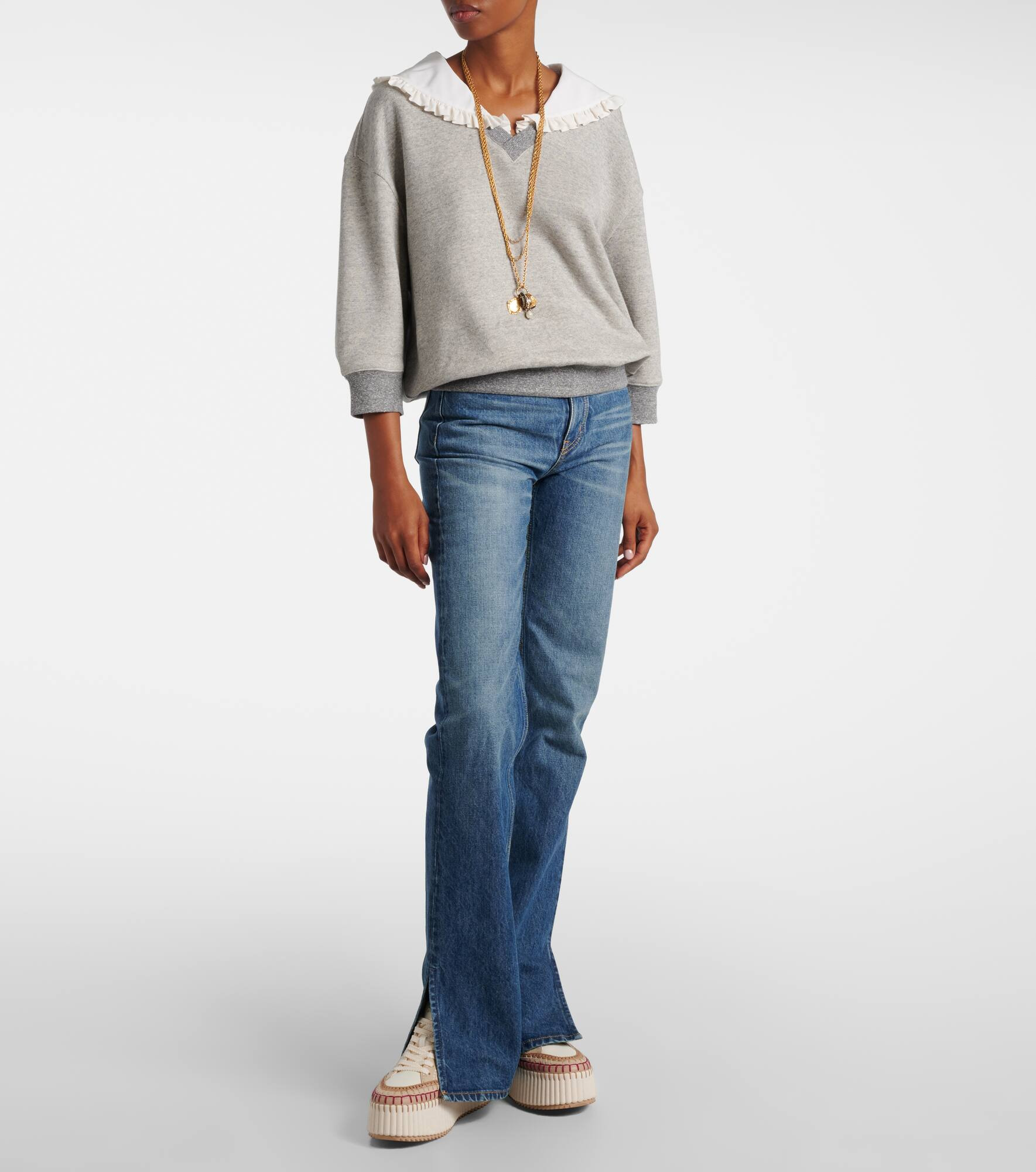 Nama suede-trimmed leather platform sneakers - 3