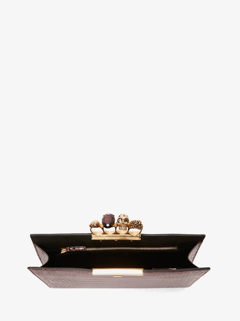 Women's Jewelled Flat Pouch in Burgundy - 4