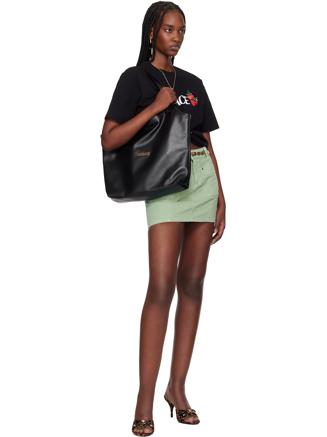 Black Calf Leather Tote - 4