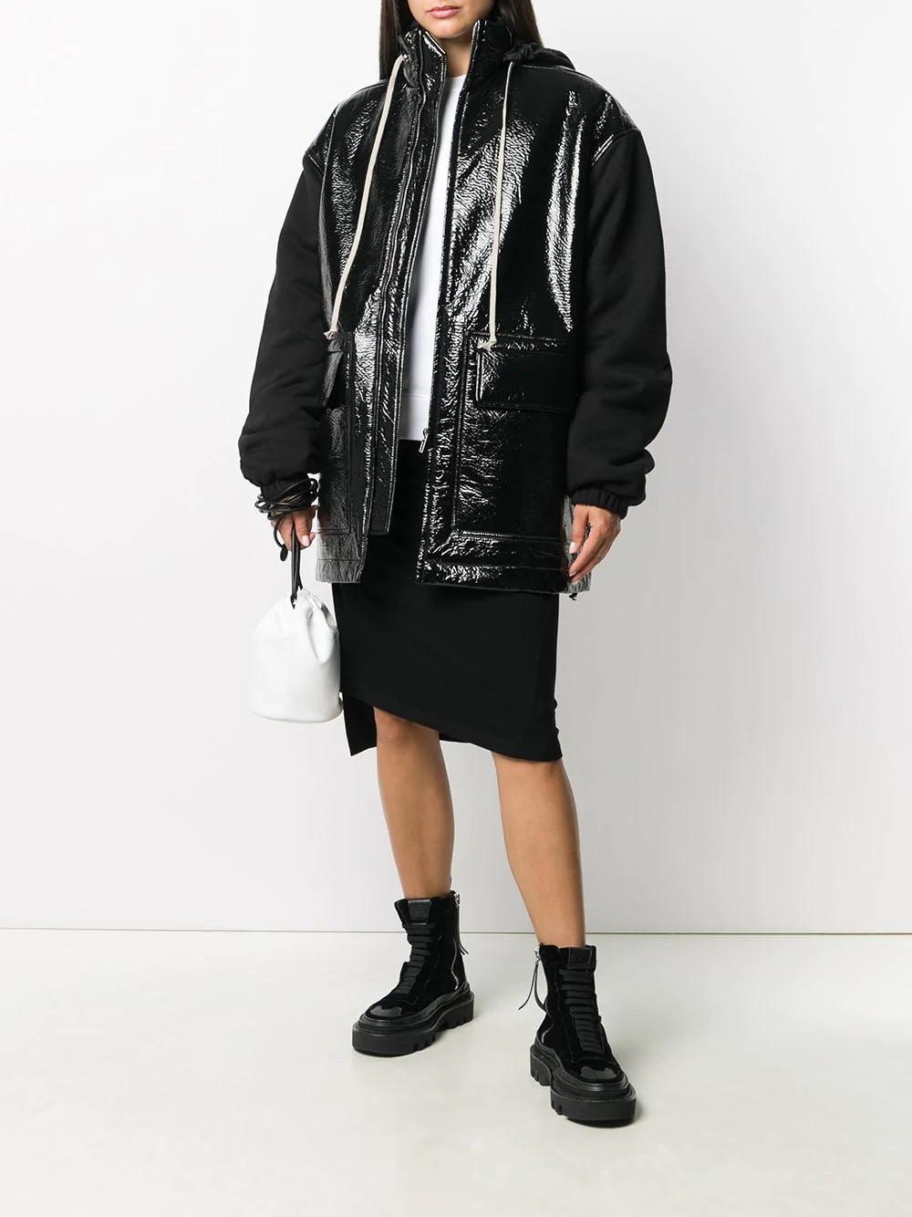 high-shine hooded zip-up jacket - 2