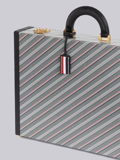 Thom Browne Medium Grey Monogram Coated Canvas Leather Frame Attache Case outlook