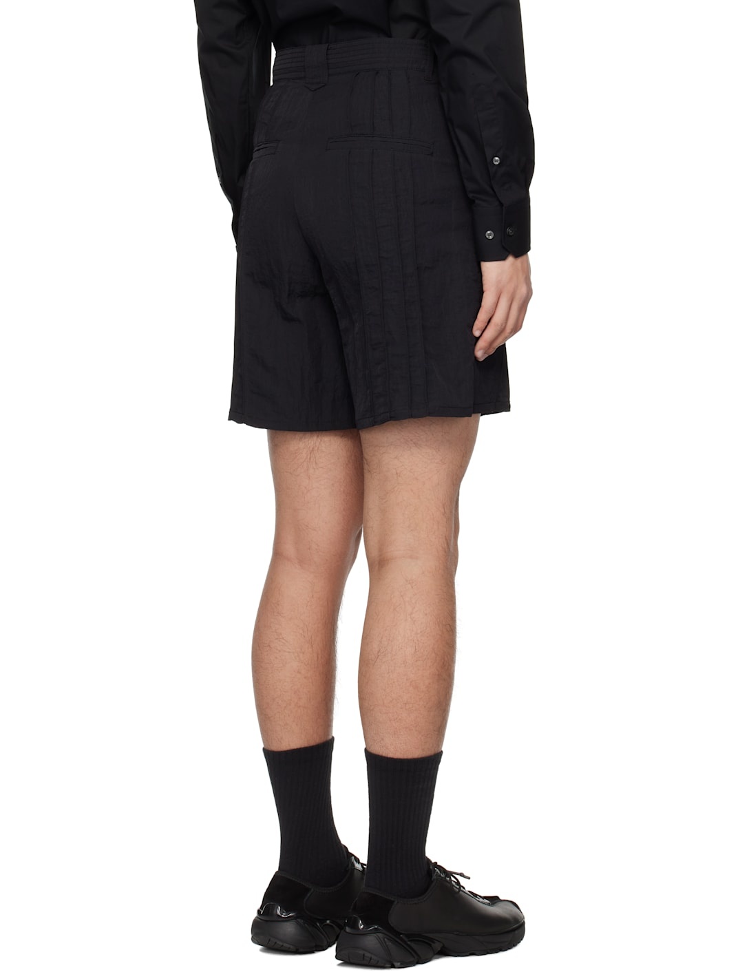 Black Pin Tuck Shorts - 3