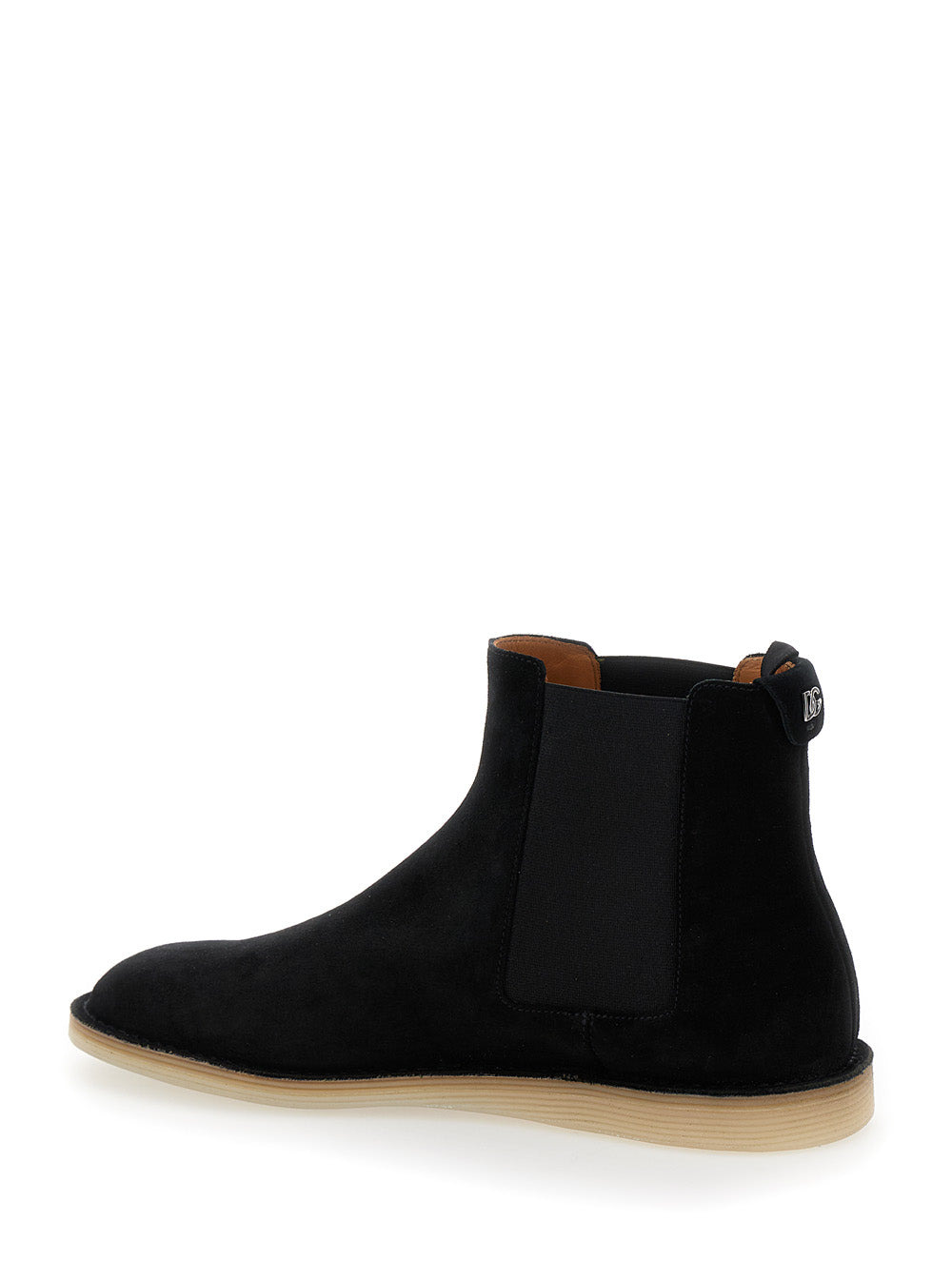 Dolce & Gabbana Men Black Pull-On Ankle Boots With Dg Logo In Suede Man - 3