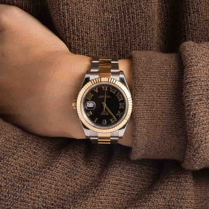 Pre-owned Rolex Datejust II Ref 116333 Black Roman Dial - 5