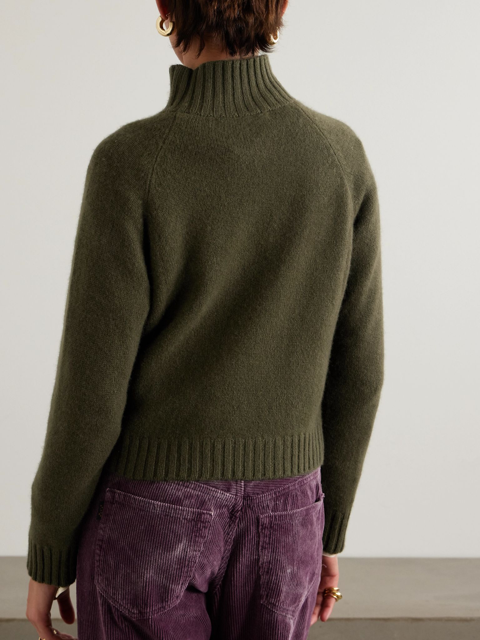 Cropped cashmere turtleneck sweater Green - 4