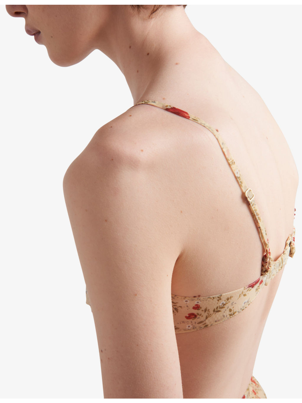Poppy-print fitted nylonette bra - 4
