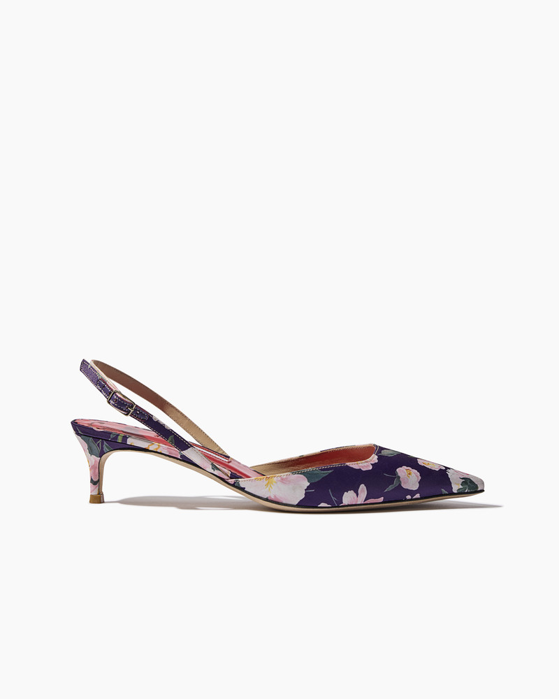 Floral-Print Kitten Heel Slingback 1