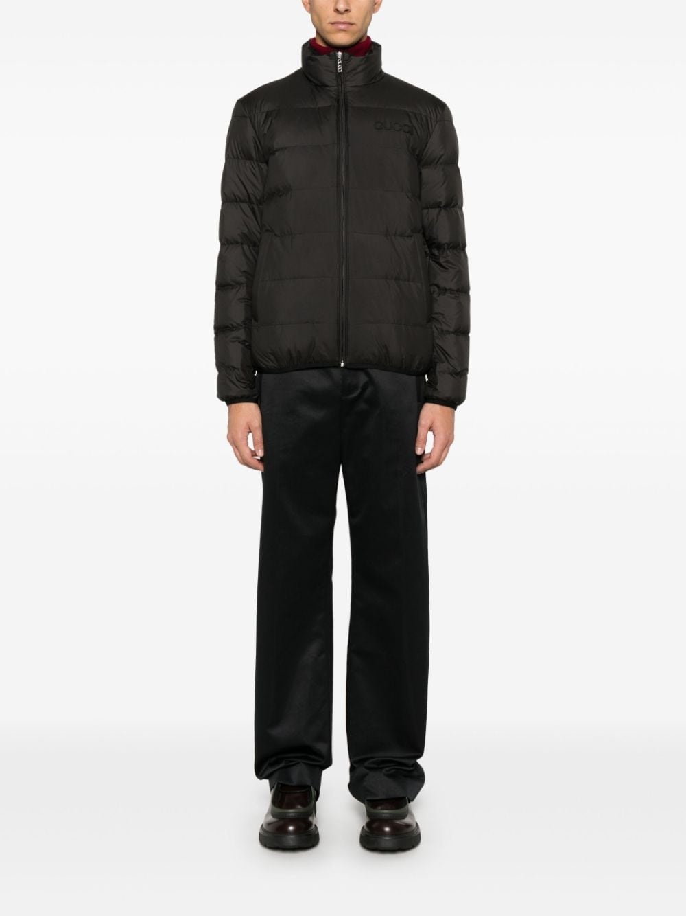 logo-embroidered puffer jacket - 2