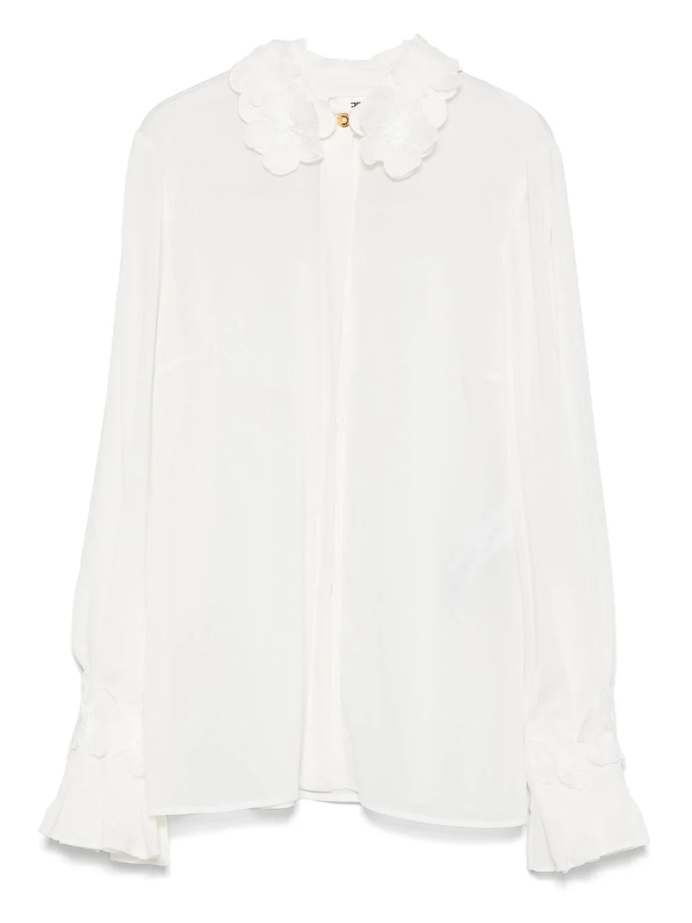 floral-embroidered georgette shirt - 1