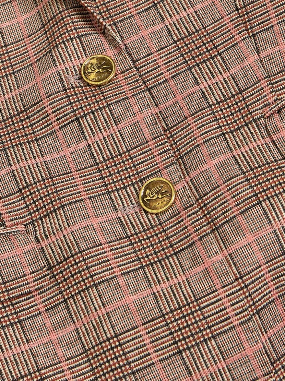 checkered logo-engraved buttons jacket - 6