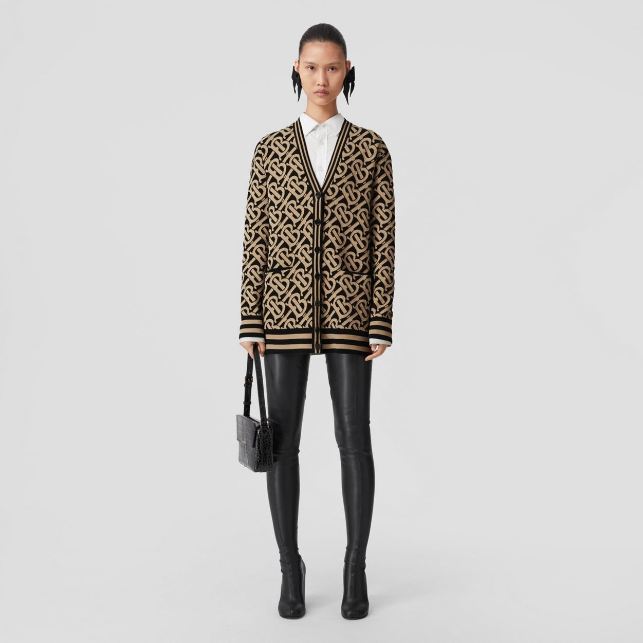 Monogram Wool Blend Jacquard Oversized Cardigan - 6