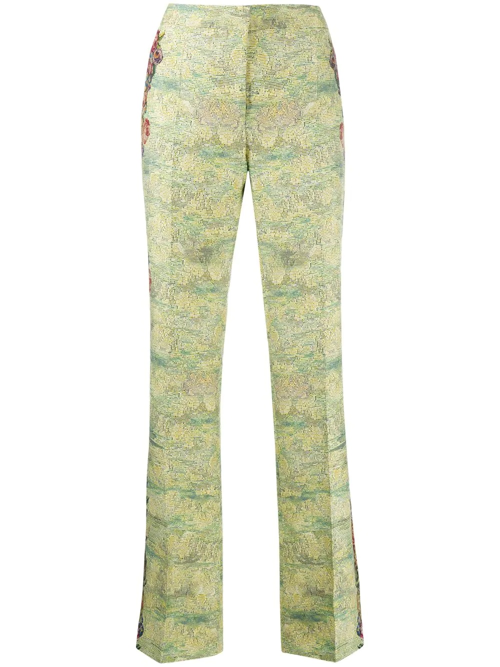 floral pattern flared trousers - 1