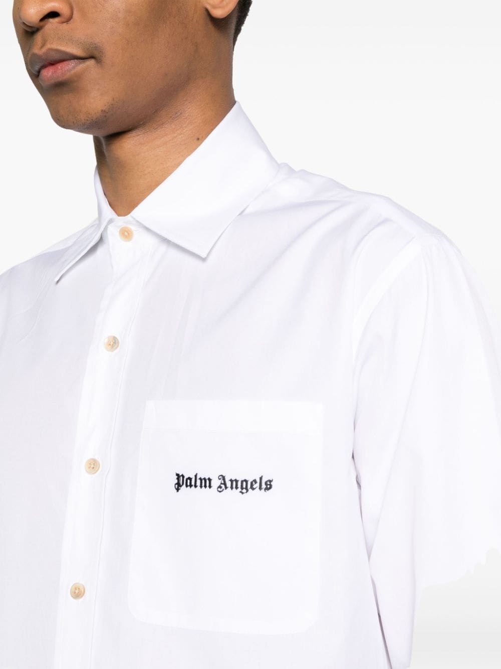 logo-embroidered cotton shirt - 5