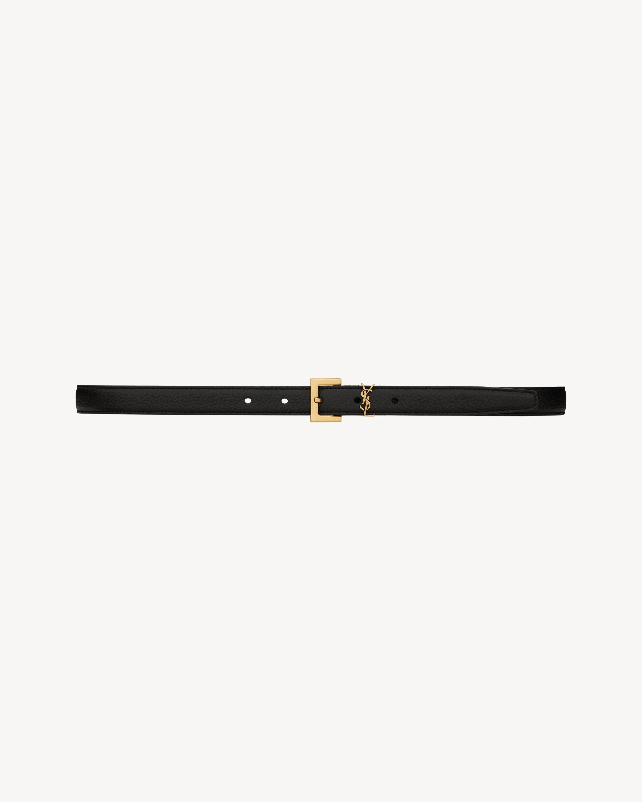 narrow monogram belt with square buckle in grained leather - 1