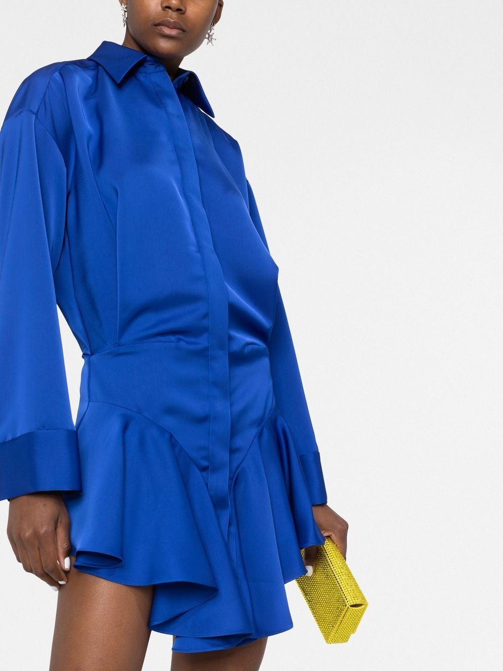 ruffled satin shirtdress - 5