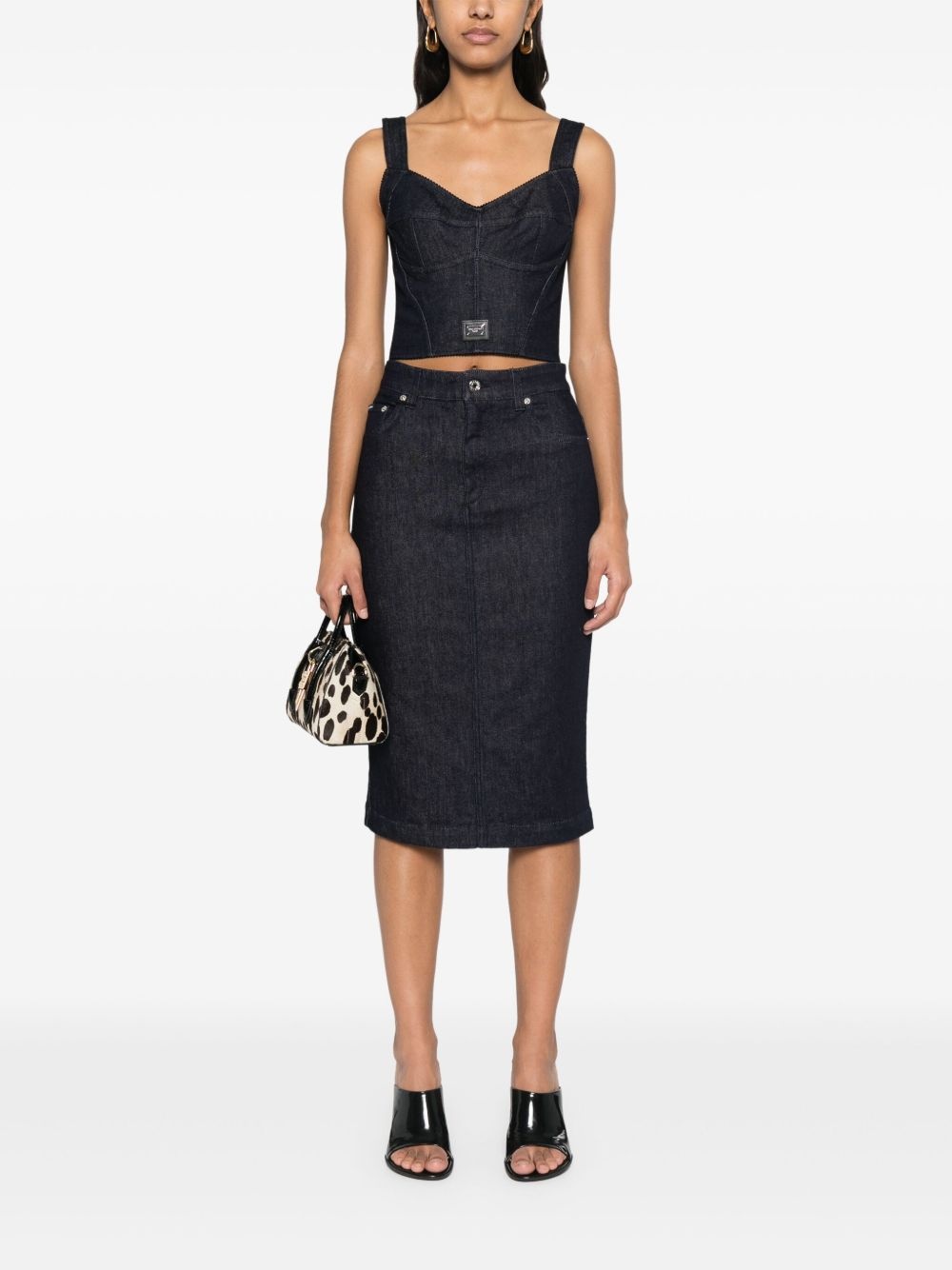 denim midi skirt - 2