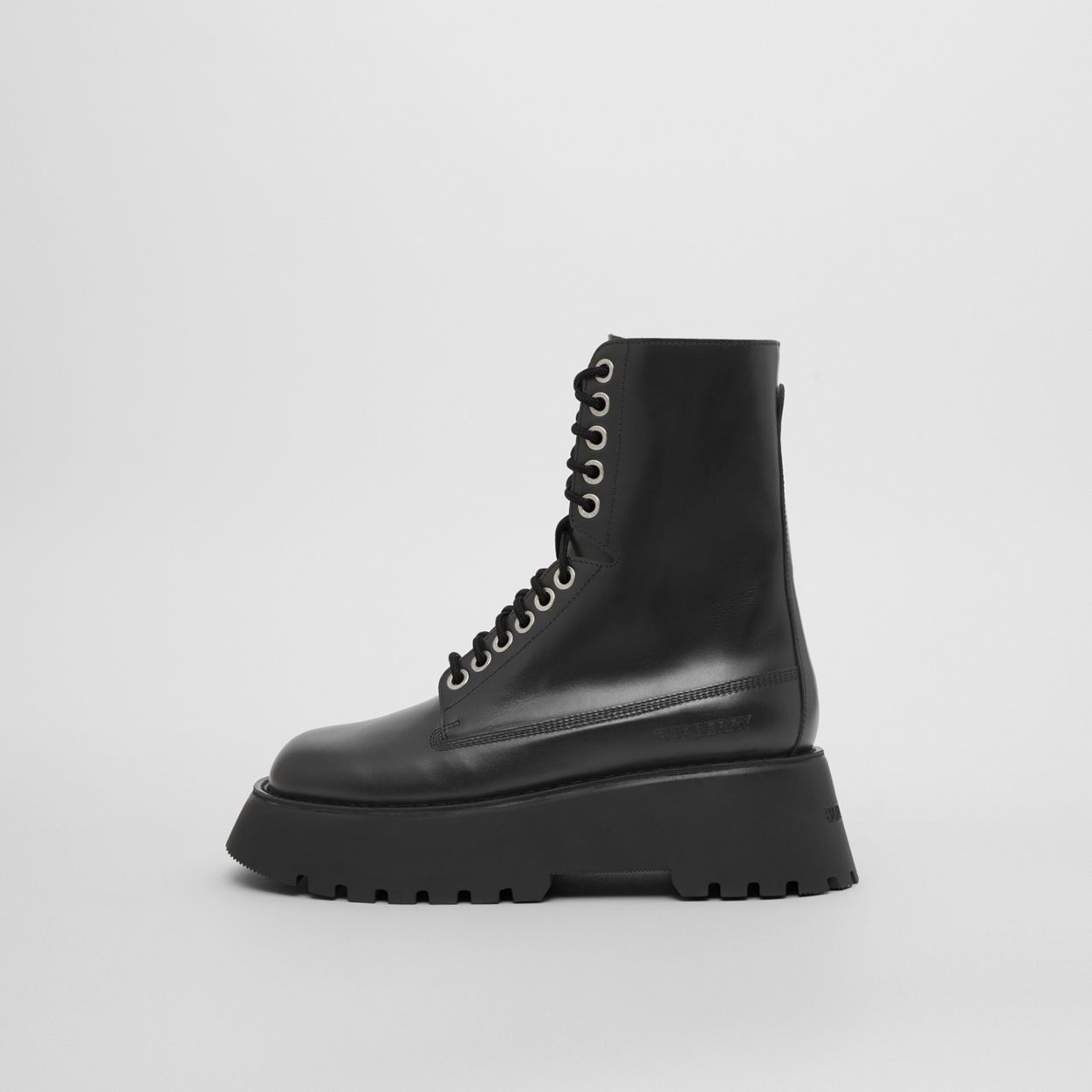 Logo Detail Platform Leather Boots - 9