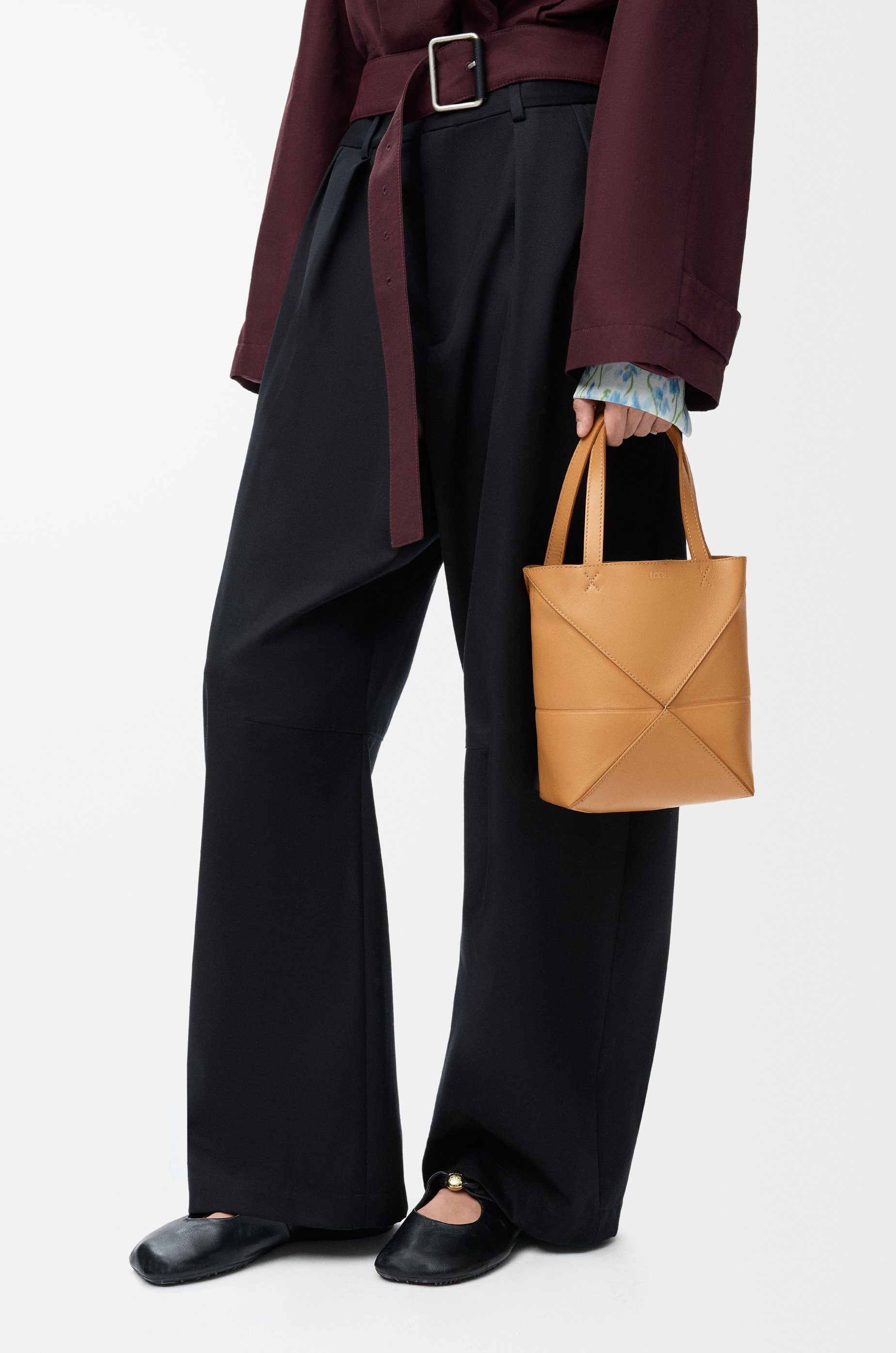 Mini Puzzle Fold Tote in shiny calfskin - 3