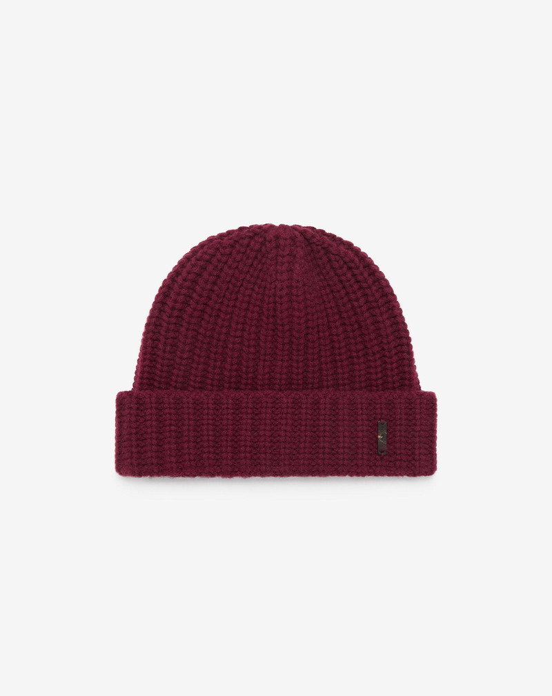 Burgundy merino wool and cashmere beanie 1