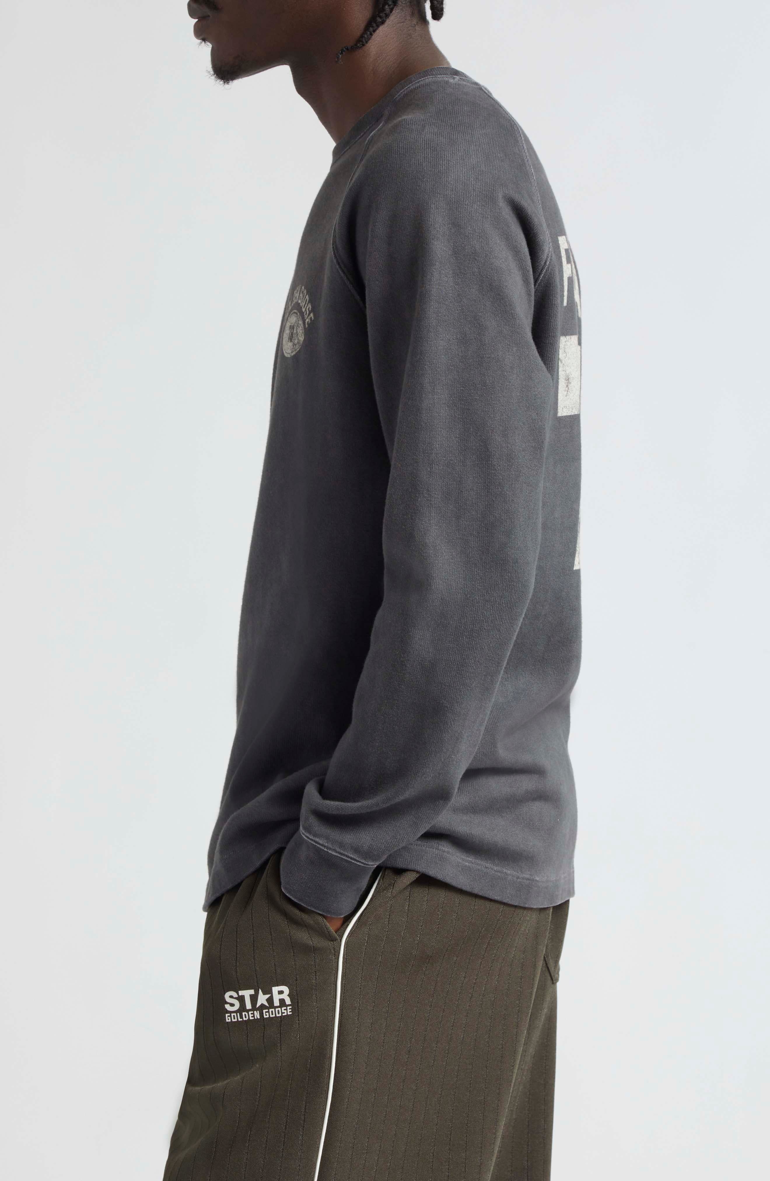 Golden Goose Journey Faded Long Sleeve Graphic Sweatshirt in Anthracite/Heritage White at Nordstrom - 4