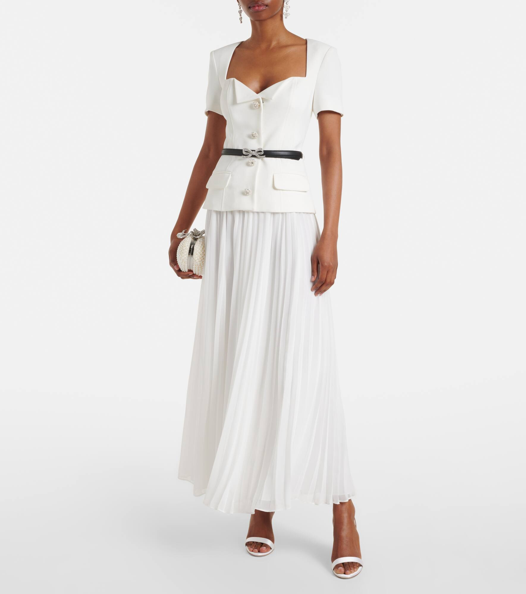 Belted plissé crêpe maxi dress - 2