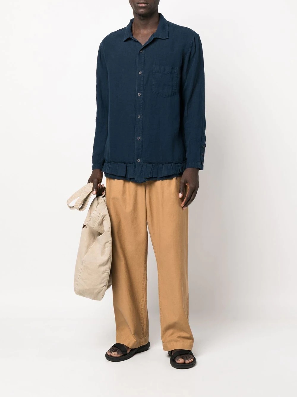 long-sleeved linen shirt - 2