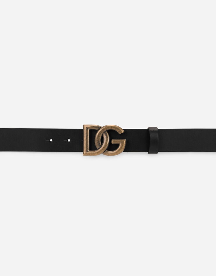 Lux leather belt with crossover DG logo buckle - 3