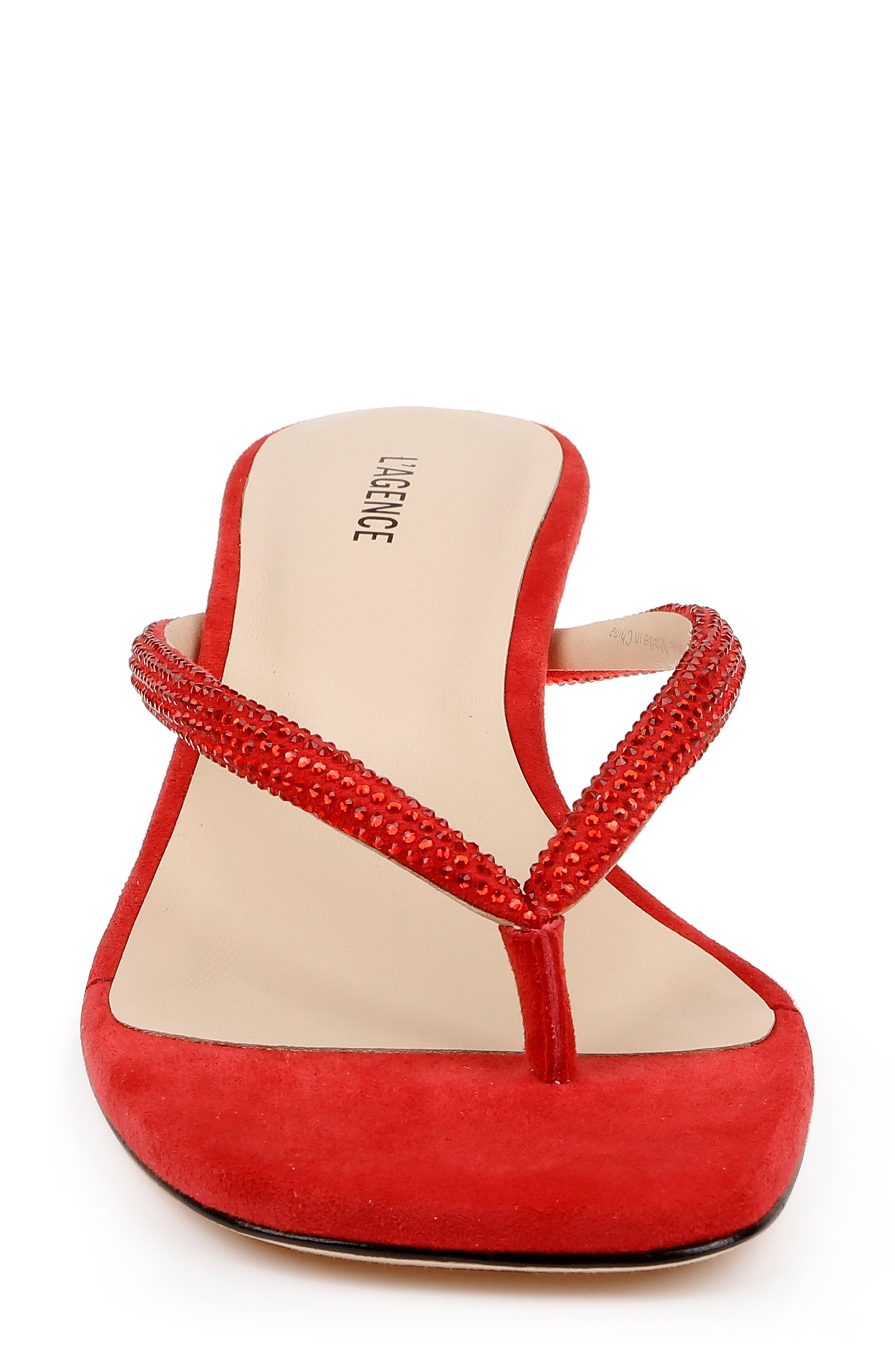 L'AGENCE Hortense Kitten Heel Sandal in Red Suede at Nordstrom - 4