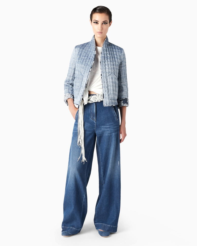 GIORGIO ARMANI Denim Collection wide-leg trousers in stretch cotton denim outlook