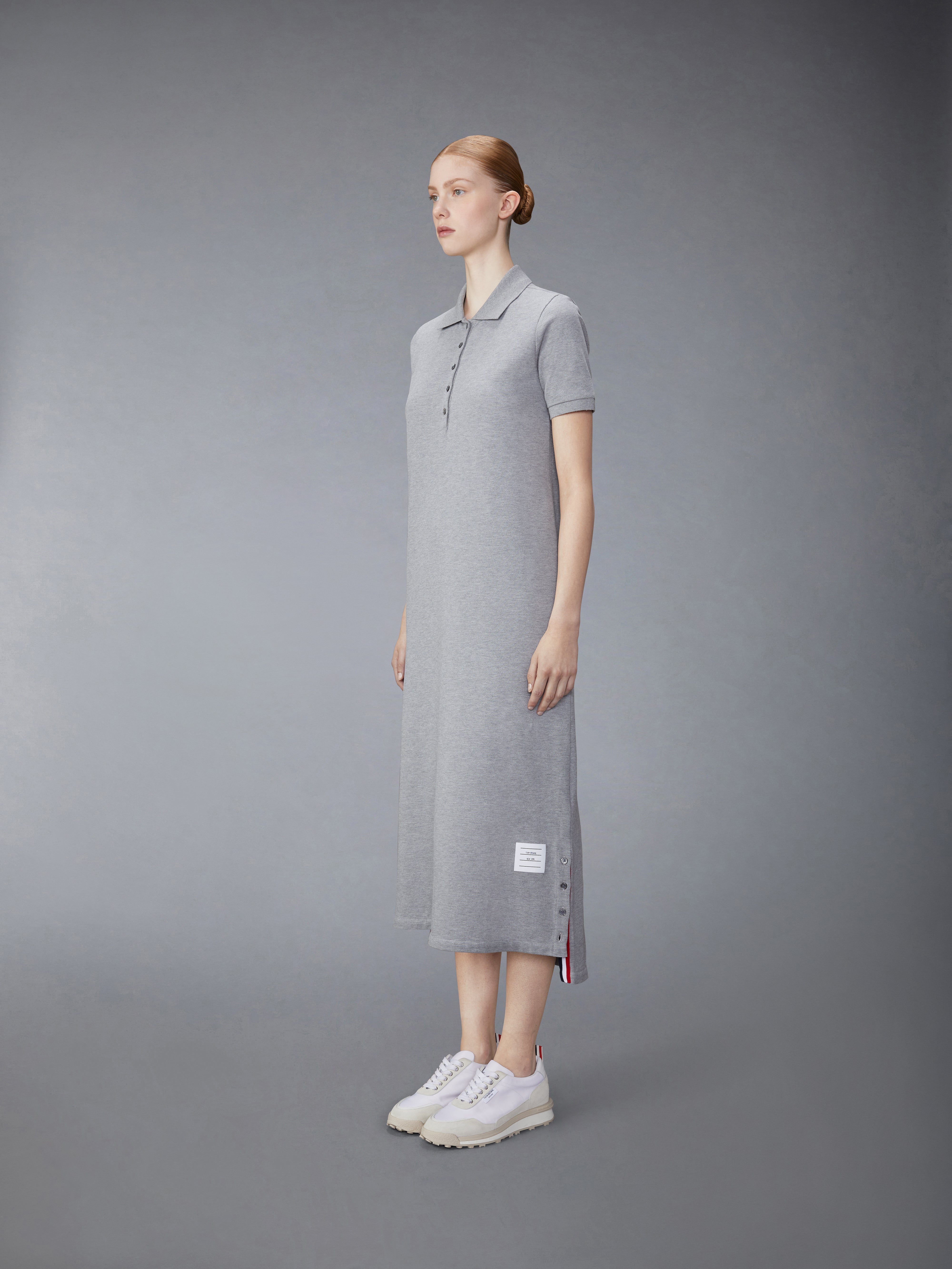 CLASSIC COTTON PIQUE CENTER BACK STRIPE MAXI POLO SHIRTDRESS - 3
