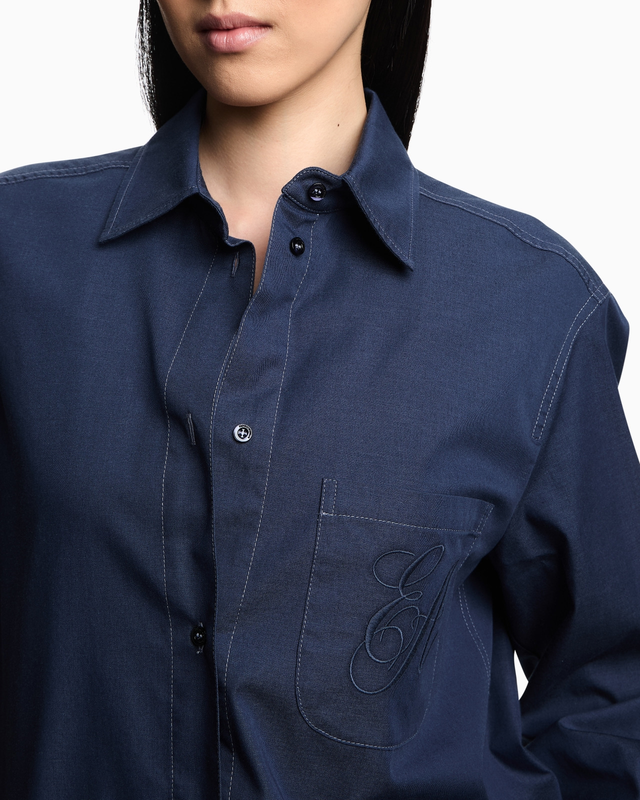 YARN-DYED SHIRT WITH EMBROIDERED LOGO - 5