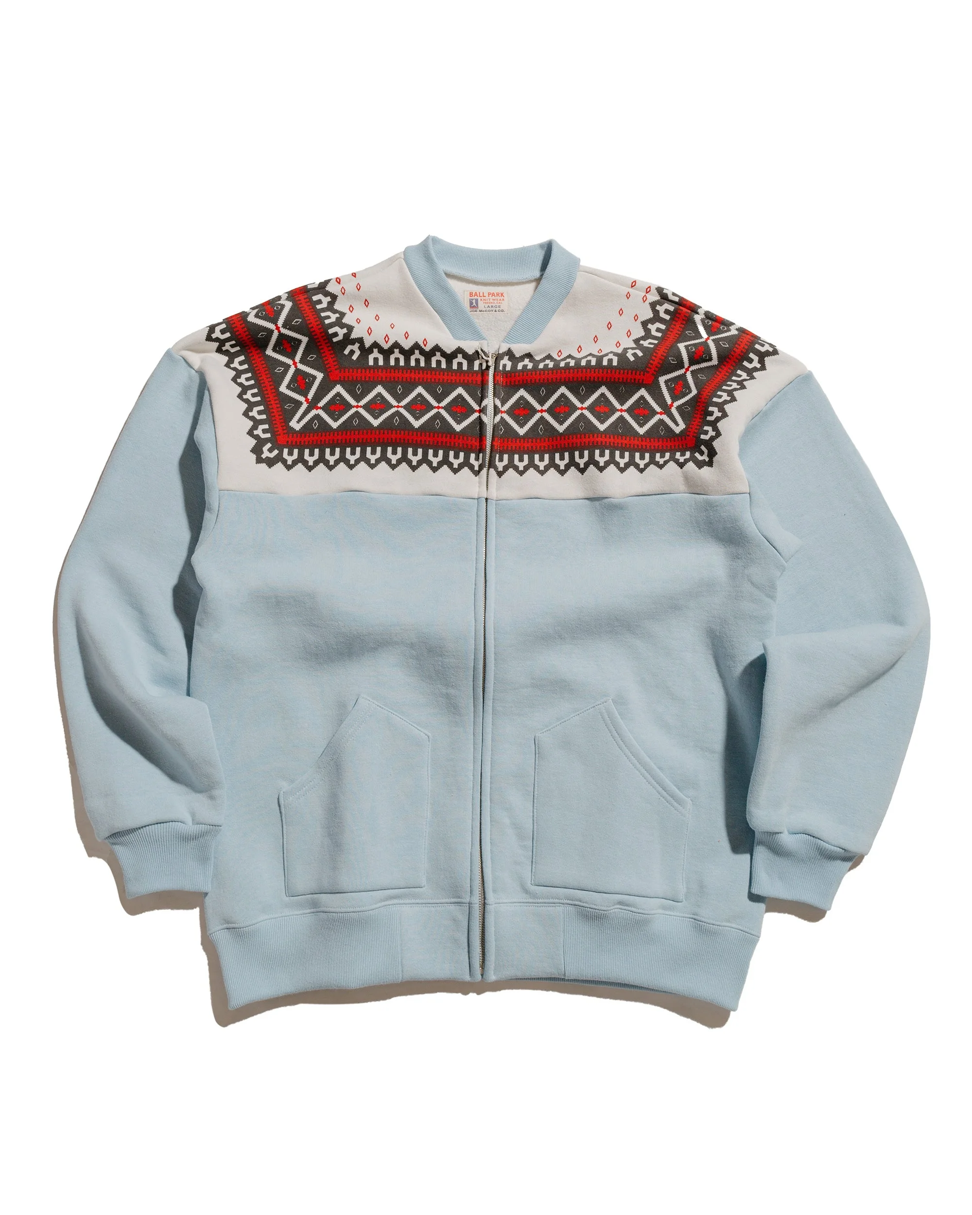 The Real McCoy’s MC24112 Printed Snow Pattern F/Z Sweatshirt Saxe - 1