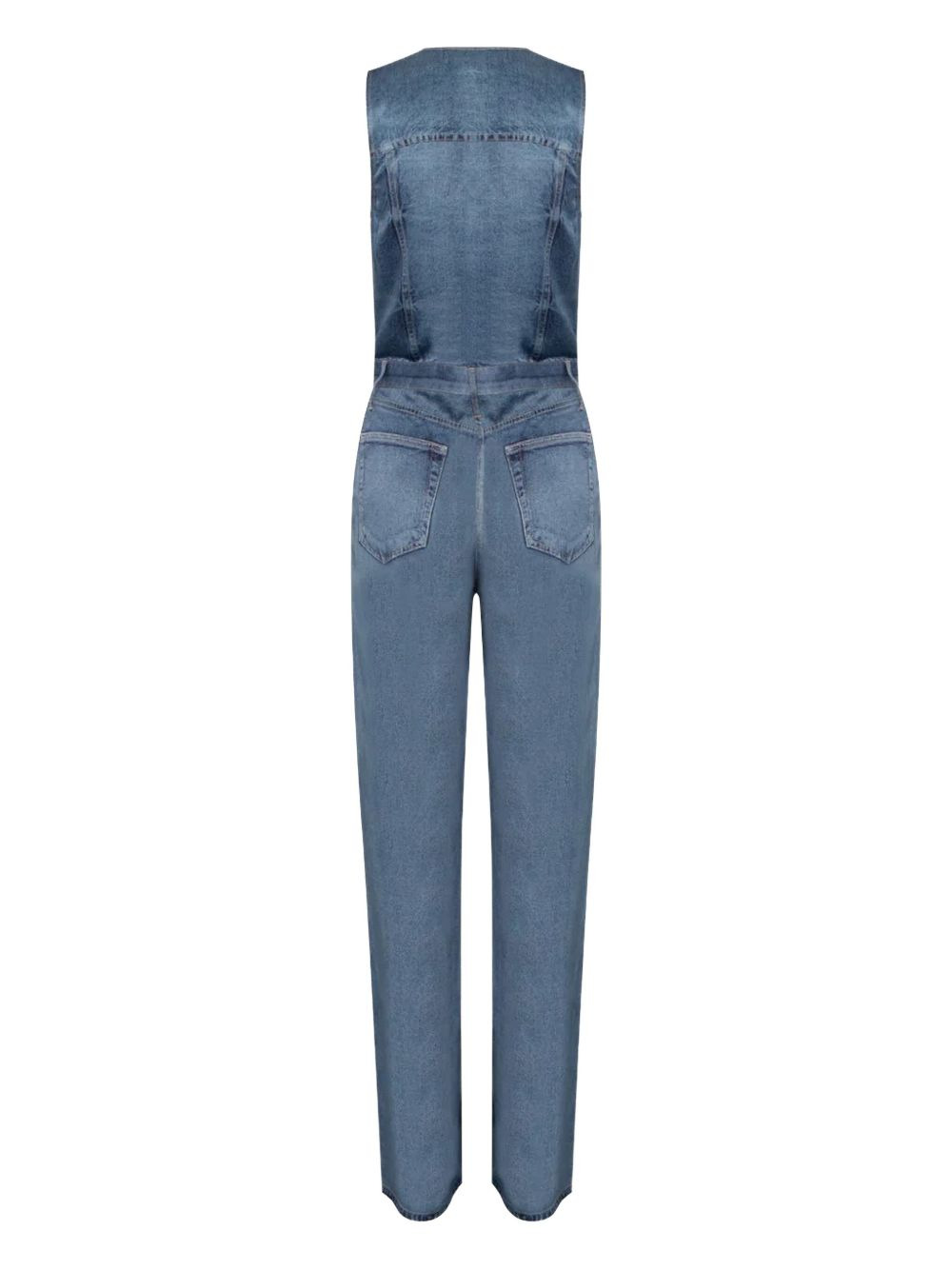 denim button-fastening jumpsuit - 2
